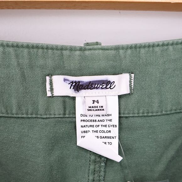 Madewell Taper Leg Utility Pant Garment Dyed Twill Green Size 4 Petite NWT - Picture 4 of 11